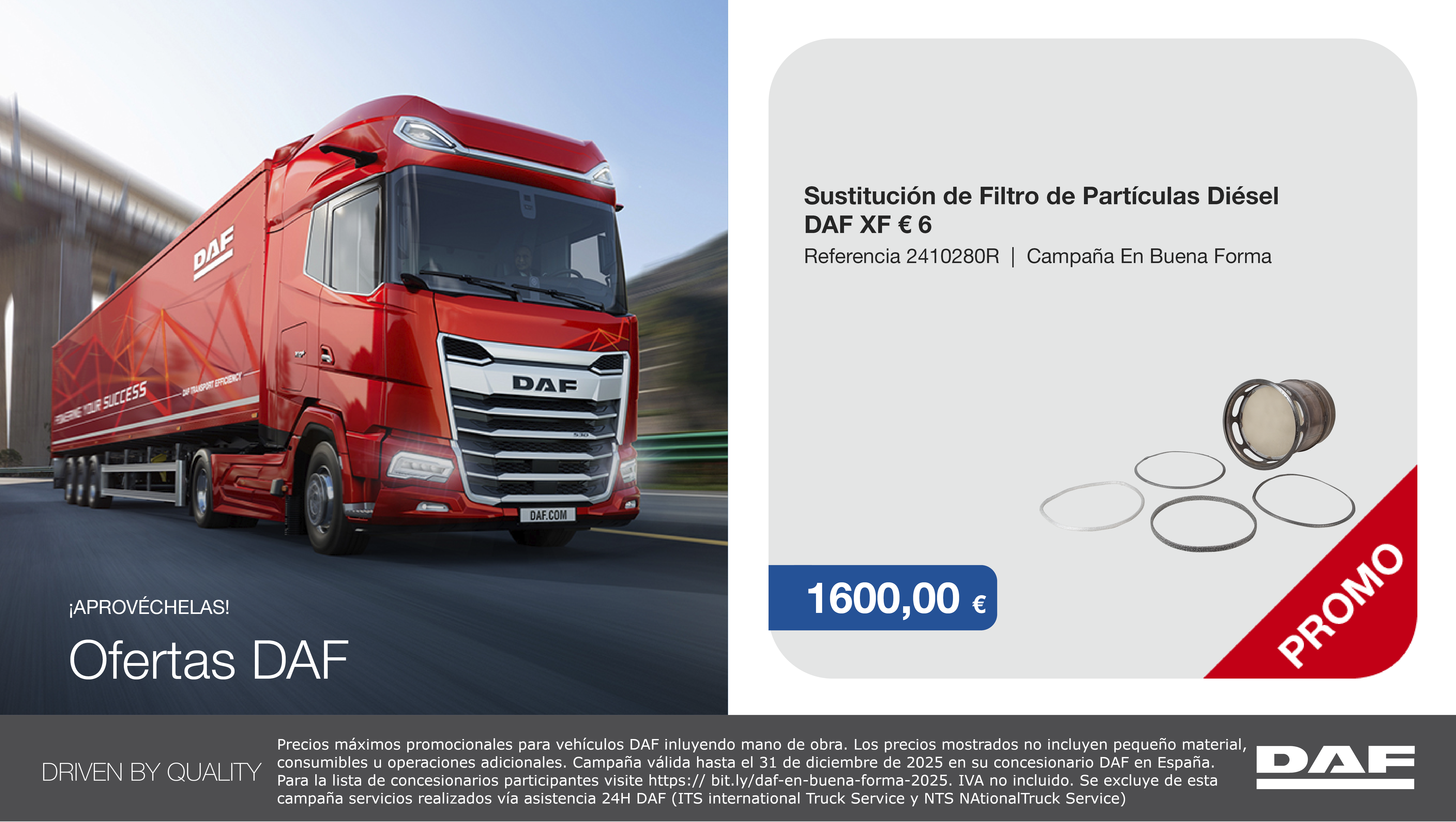 BF - Sustitución de filtro de partículas Diésel DAF XF € 6