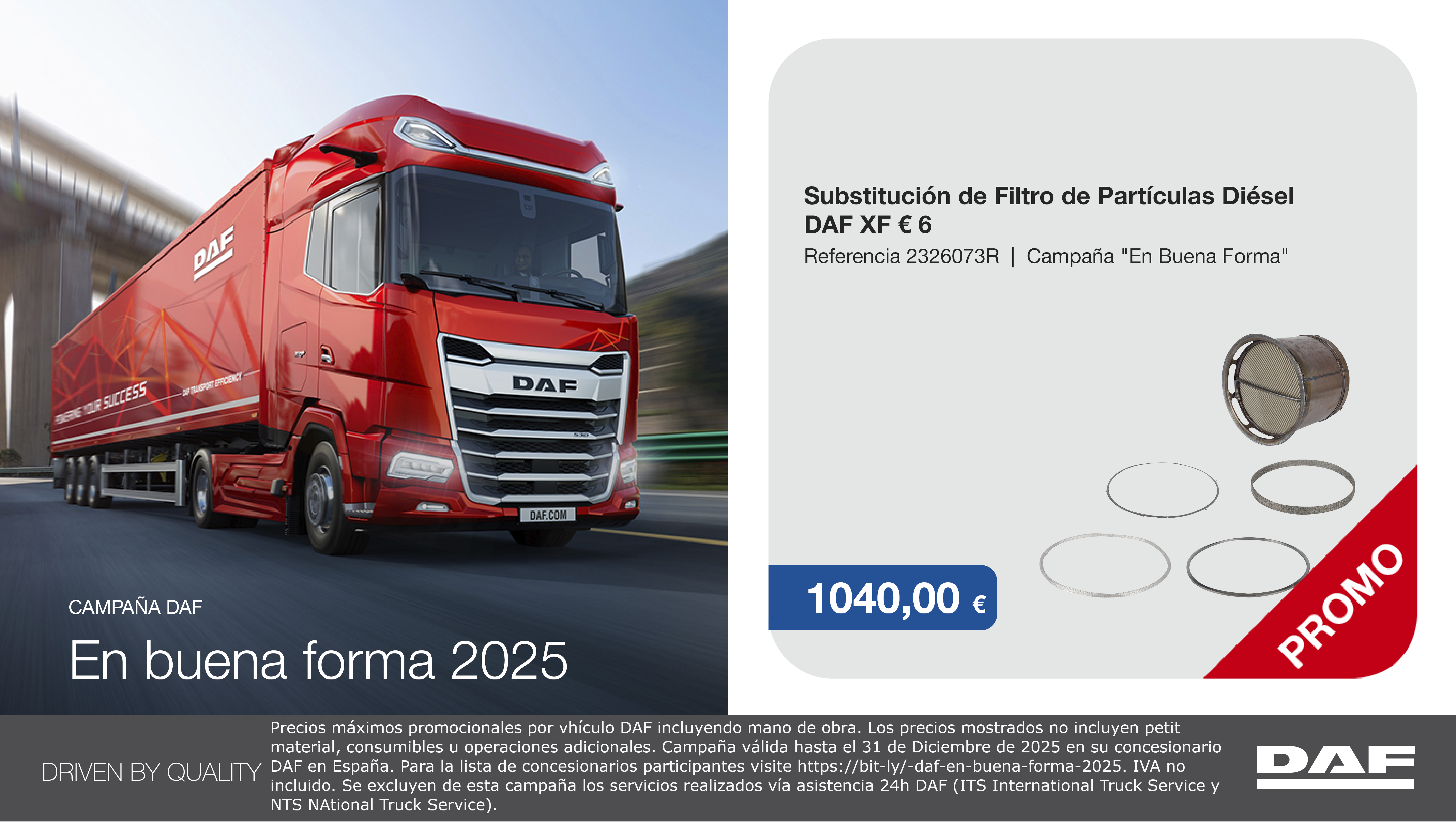BF - Sustitución de filtro de partículas Diésel DAF XF € 6